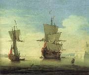 Monamy, Peter A fifty gun two-decker,at sea near a coast oil painting picture wholesale